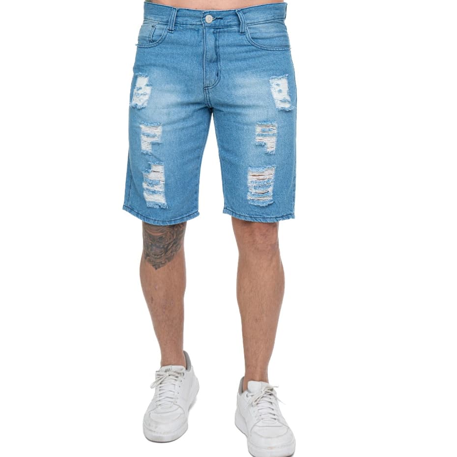 Bermuda destroyed Masculina com Elastano linha Premium short Despojado