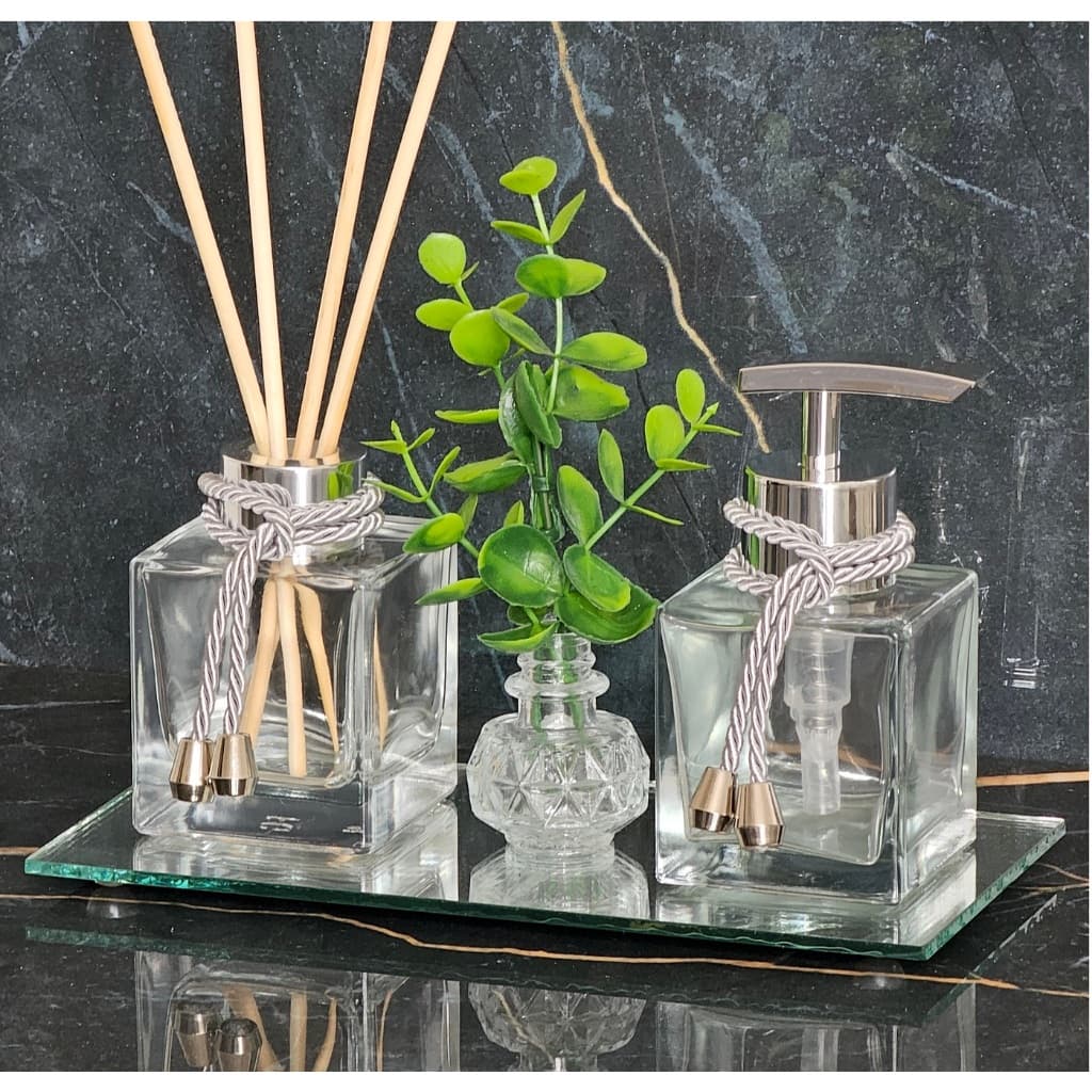 Kit Aromatizador de Ambiente Prata Presente Decoração Difusor Aromas Vidro 100ml