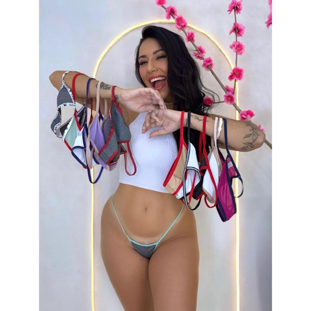Calcinha Tanga Feminina Adulto Lisa Básica Com Forro De Algodão Duo Color
