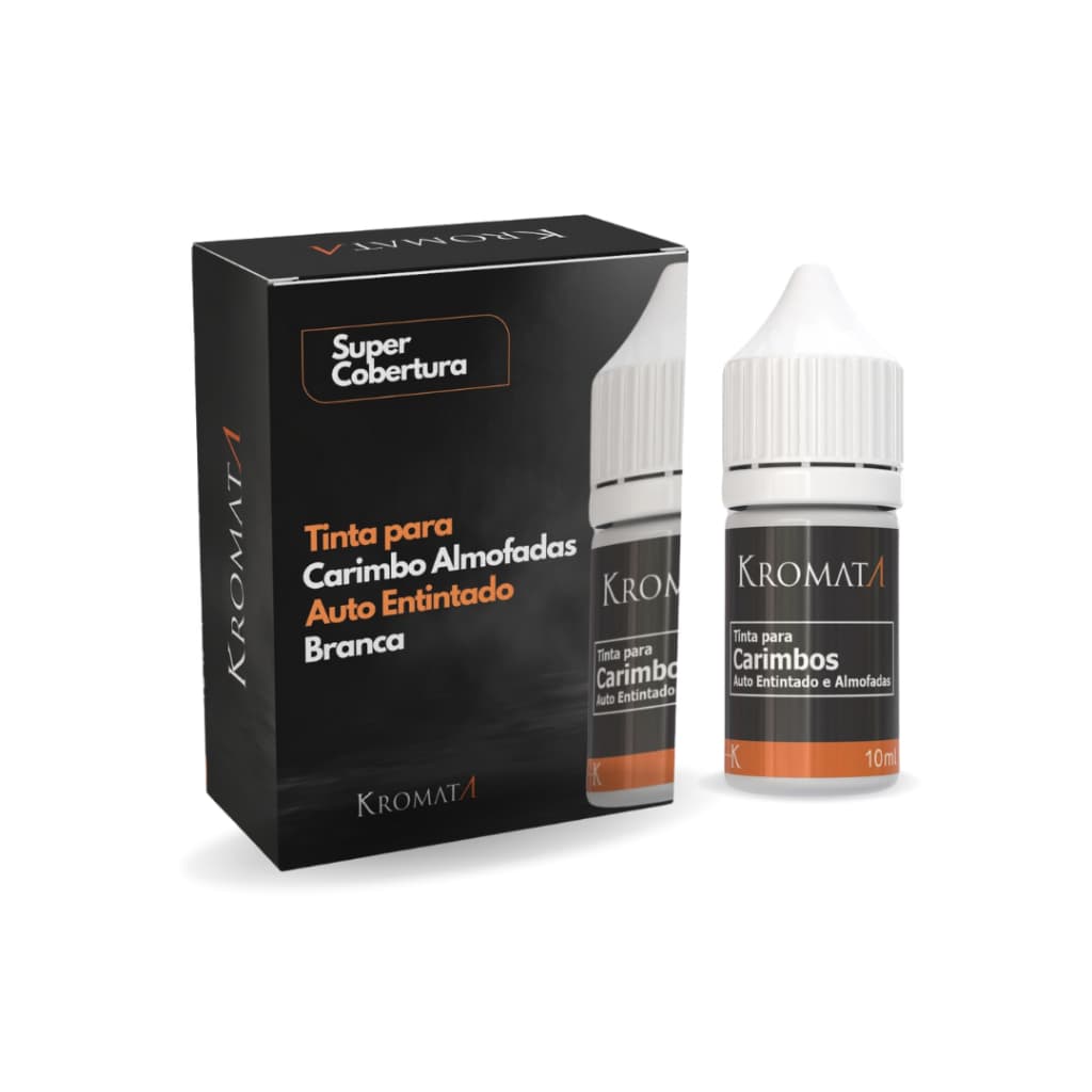 Tinta para carimbo Branca 10ml - Kromata tinta branca para carimbar em papeis