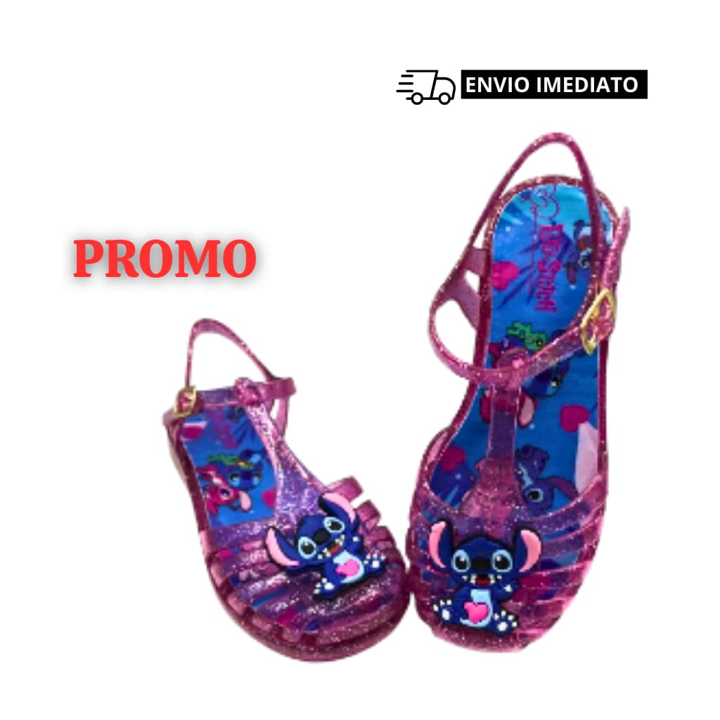 Sandália Melissa Stitch Com Glitter Infantil Meninas Antiderrapante Rosa