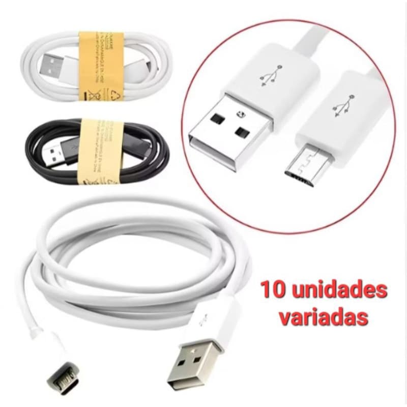 10 cabos carregadores v8 micro usb