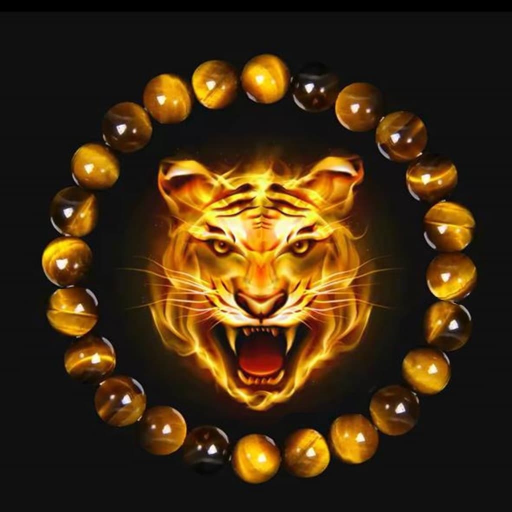 Pulseira Ajustável Pedra Natural Olho de Tigre Unissex Bracelete Moda Masculino Feminino