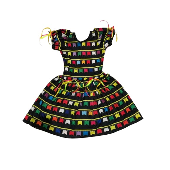 Vestido caipira bandeirinha lançamento junino tecido leve e fresquinho envio imediato