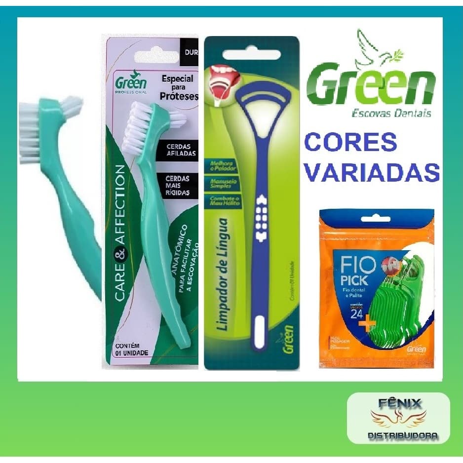 Escova De dente para Prótese/dentadura Original Green Care&Affection Linha ortodôntica profissional