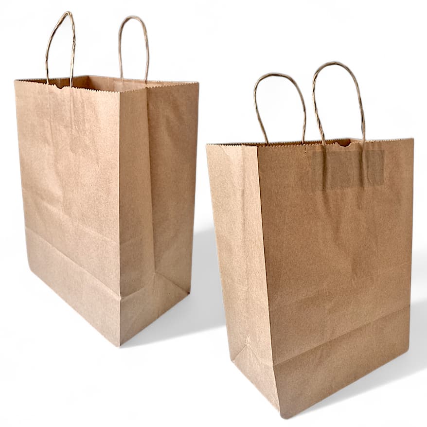 Kit 100 Sacolas Kraft 24x30x14 com Alça Torcida- Ideal para Delivery de Lanches e Refeições