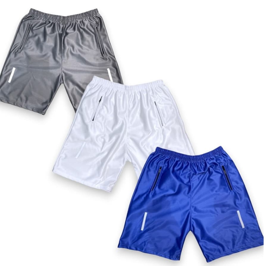 kit com 3 bermudas com ziper no bolso - preço promocional