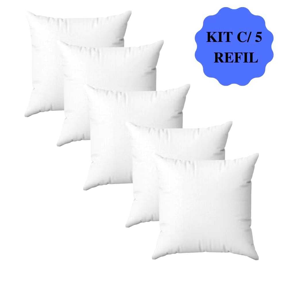 kit c/ 5 Refil Enchimento Para Almofada 45x45 FIBRA MISTA TÊXTIL Casa e Conforto