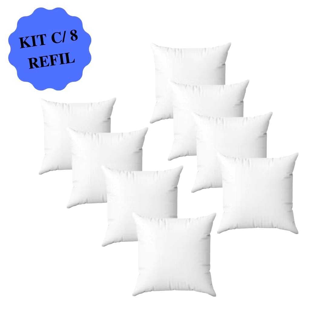 kit c/ 8 Refil Enchimento Para Almofada 45x45 FIBRA MISTA TÊXTIL Casa e Conforto