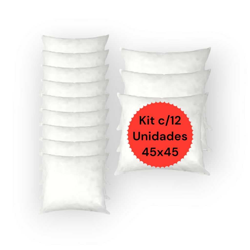 Kit Com 12 Refil de Almofadas Enchimentos 45x45 Fibra Mista Têxtil Algodão Casa e Conforto Decoração Lar