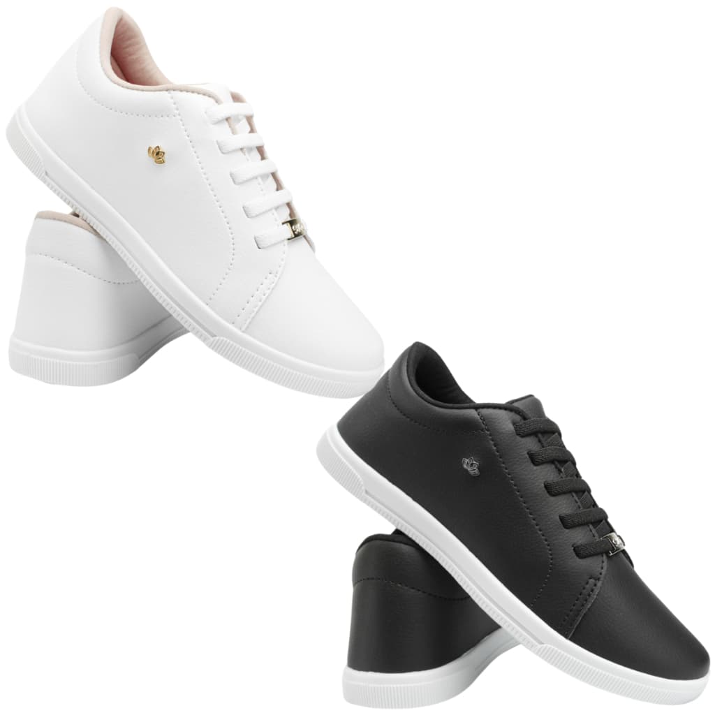 Kit 2 Tênis Feminino Básico Casual Leve Confortável Liso