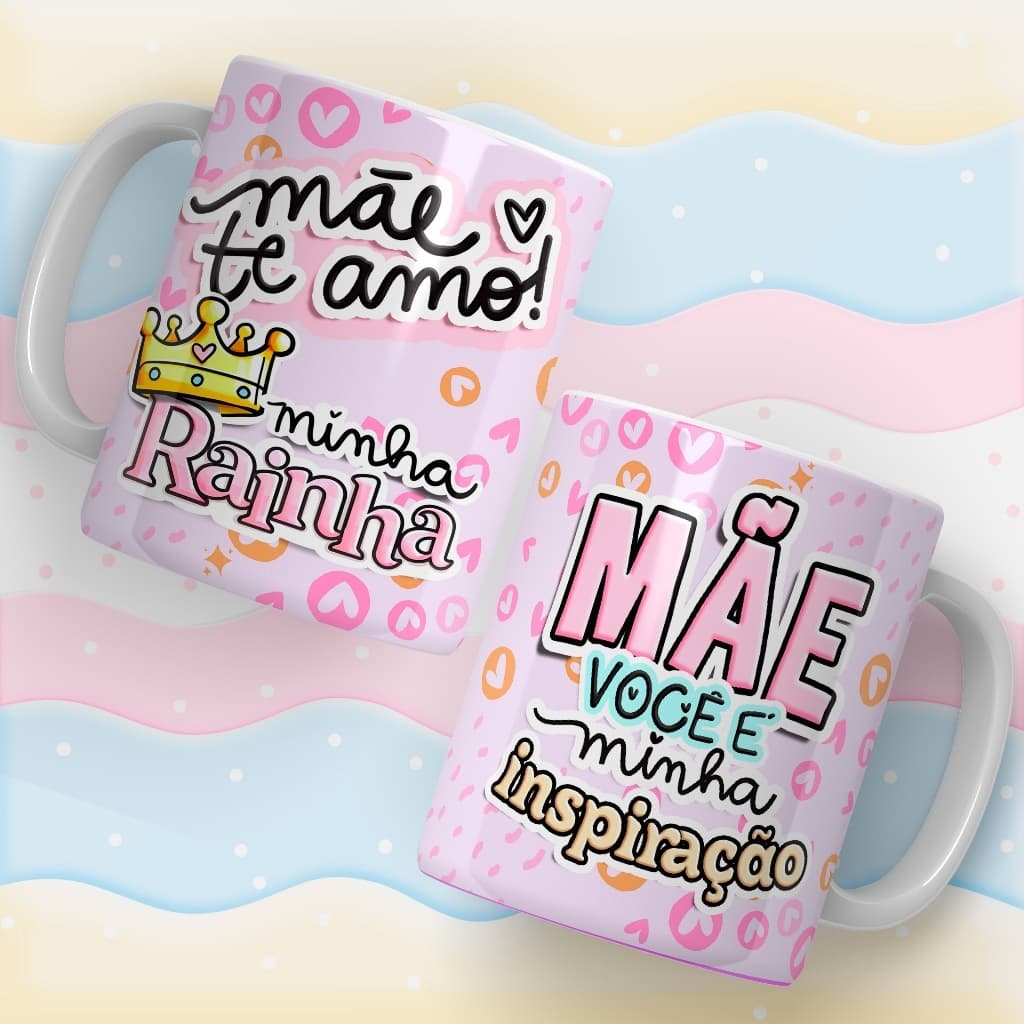 Caneca de Cerâmica Mãe Te amo minha Rainha. Presente, lembrança. Diversos modelos
