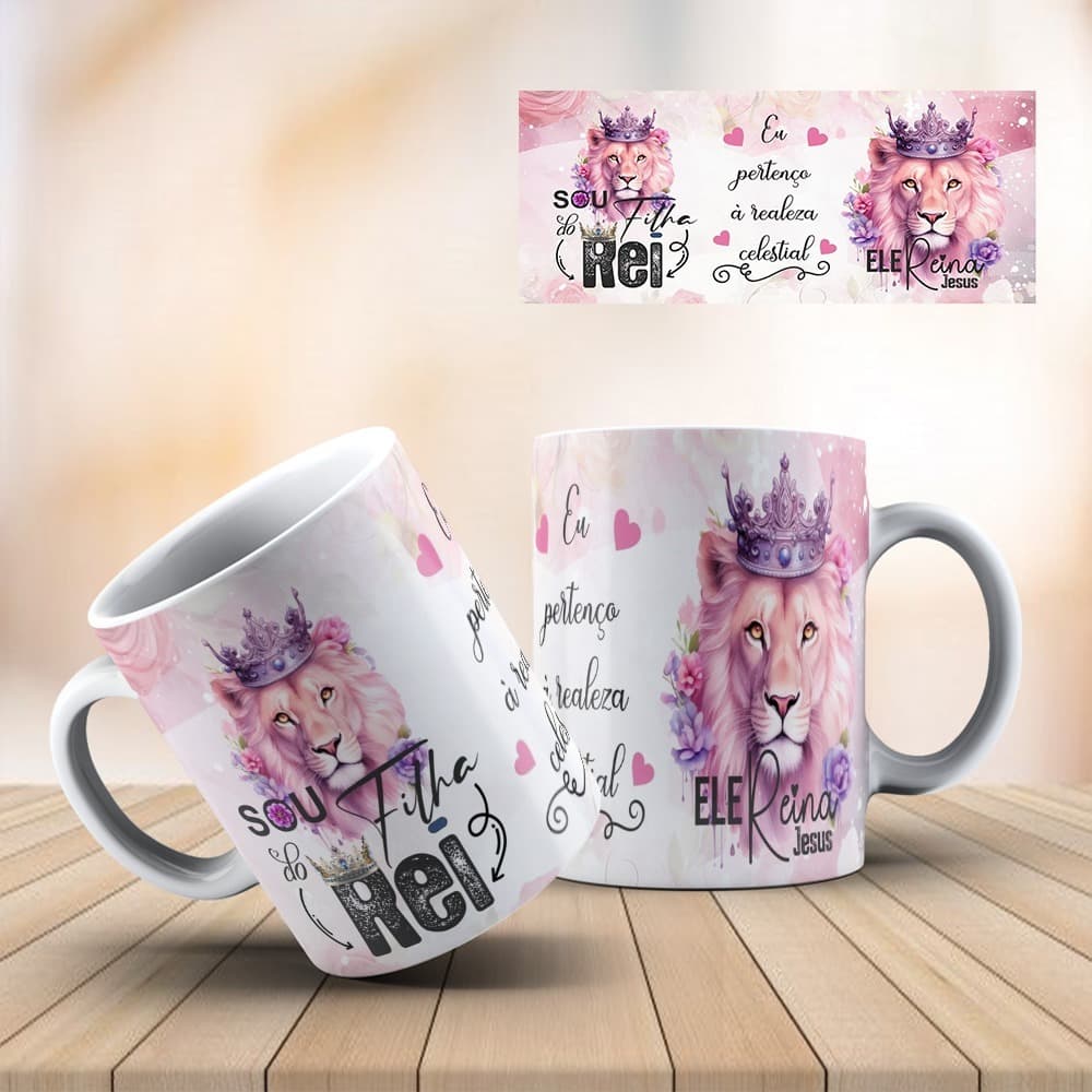 Caneca de Cerâmica Jesus Sou Filha do Rei. Presente, lembrança.
