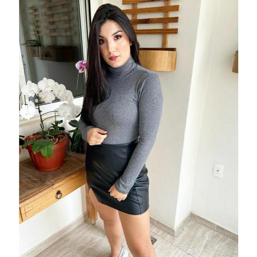 Blusa Feminina Cacharrel Segunda Pele Manga Longa Tecido Canelado Tamanho P,M,G,GG