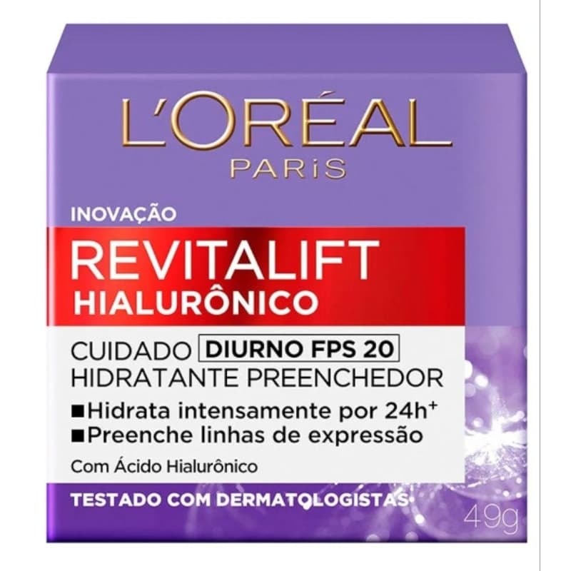 Creme Facial L'Oréal Revitalift Hialurônico FPS20 Diurno 49g.