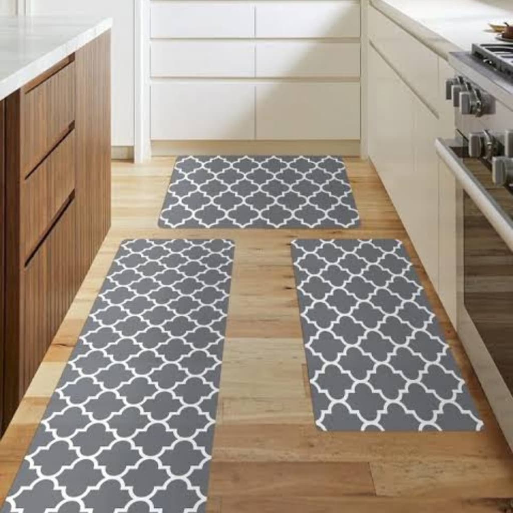 Jogos De Tapetes Em Tecido Jacquard Premium 3 Peças Cozinha Antiderrapante Tapetes Leve De Fácil Lavagem