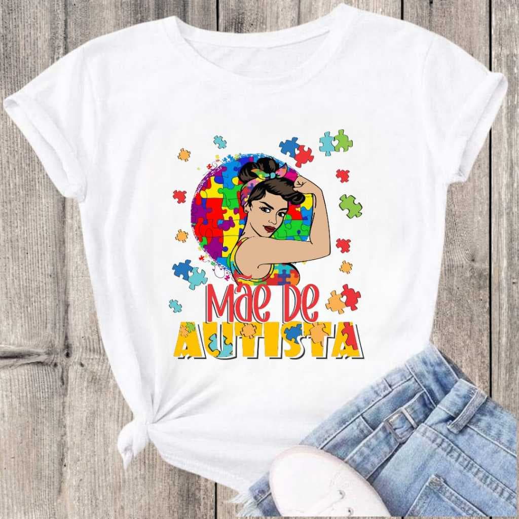 Camiseta Feminina Autismo Blusa Mãe de Autista