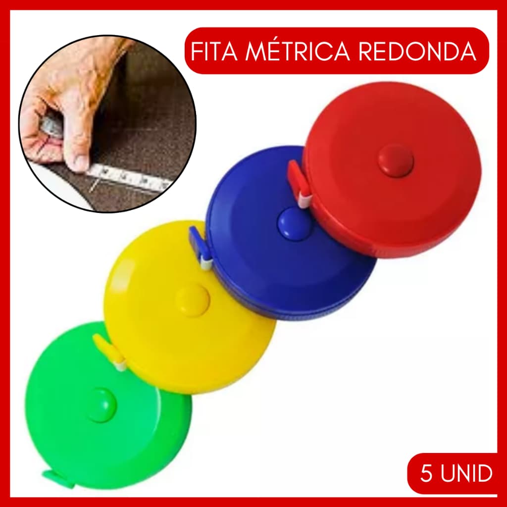 Kit 5 Fita Métrica Trena 1,5m Redonda Costureira Arquiteto