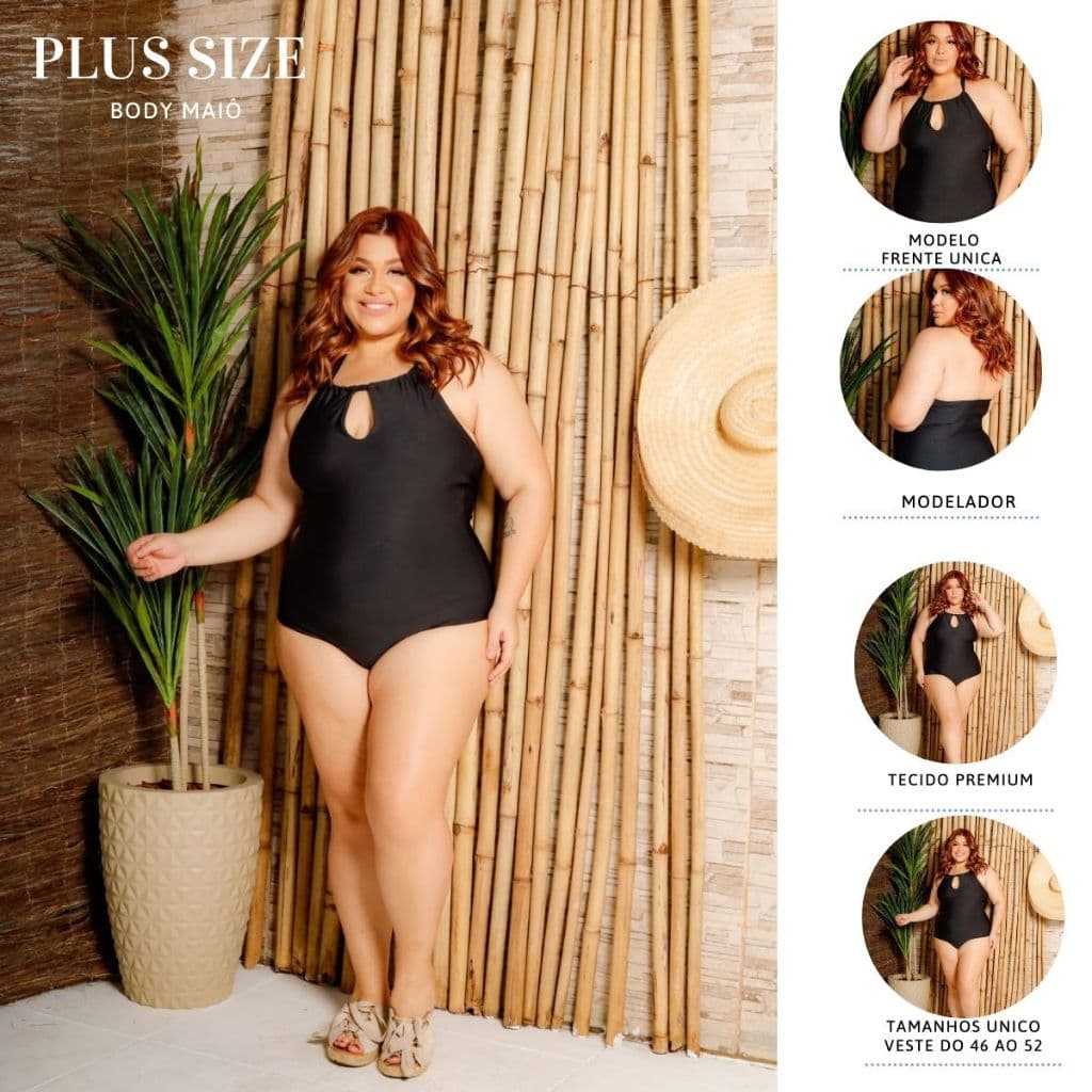 Body Maiô Plus Size multiuso veste do 46 ao 52