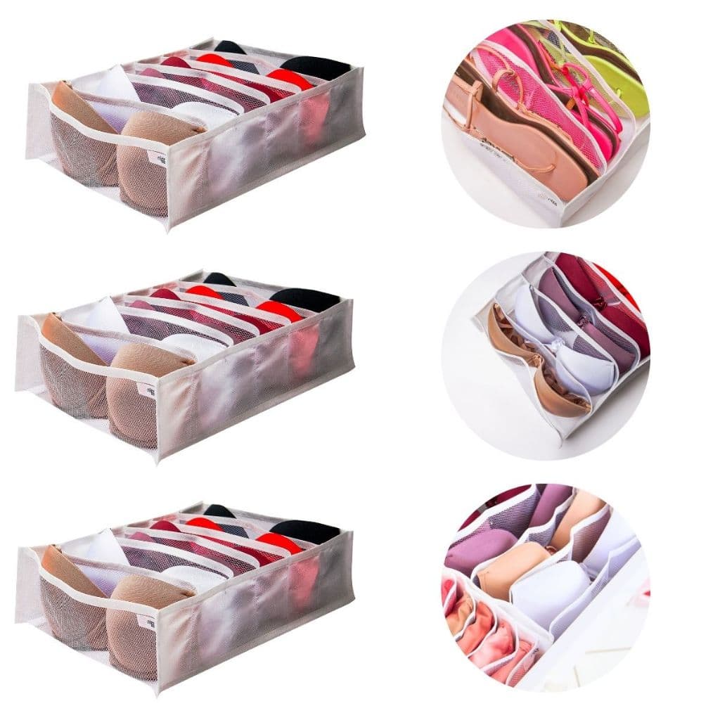 KIT 3 Organizador para sapatos ou sutiã de tela