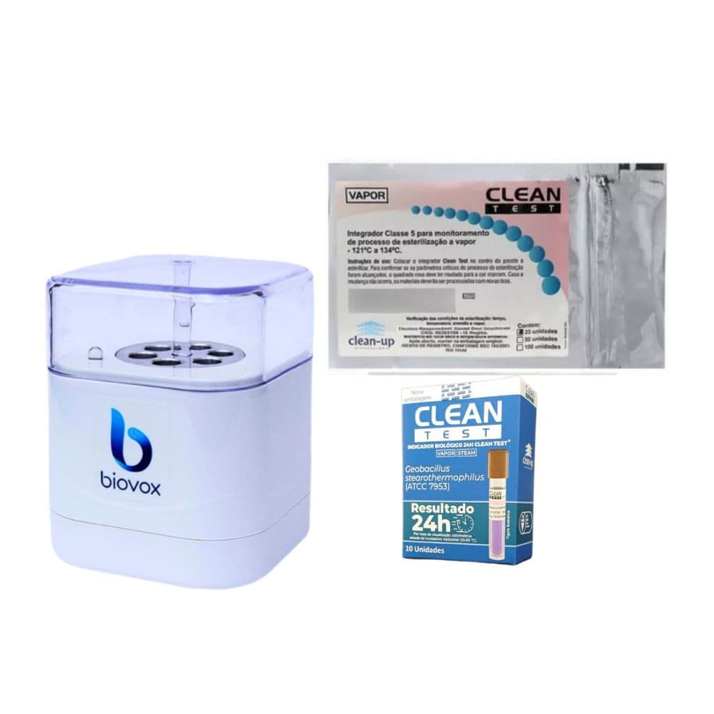 Mini Incubadora + 10 Indicadores Biológicos Clean-up  + 250 tiras de teste Integrador Químico