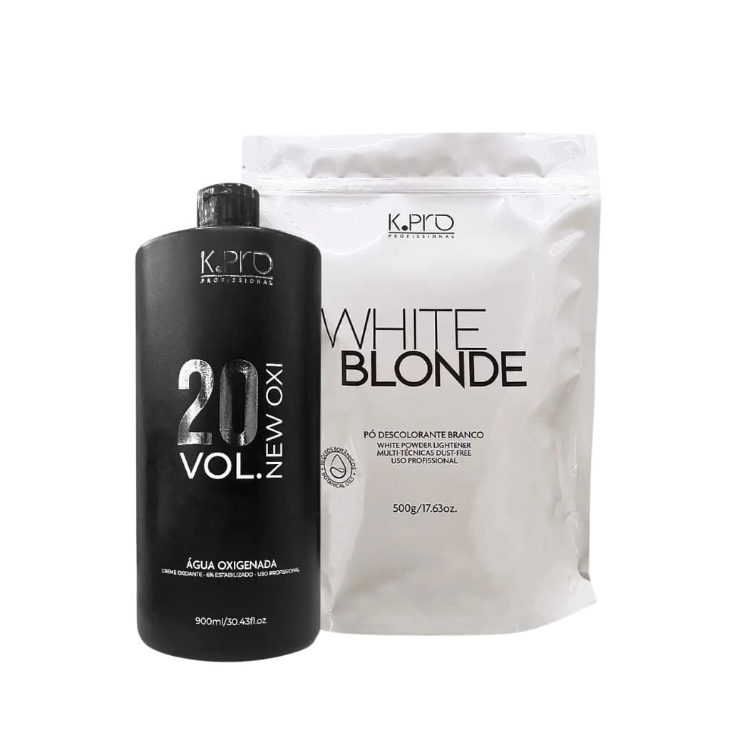 Kit K Pro Pó Descolorante White Blonde 500g + Ox 20 Vol.