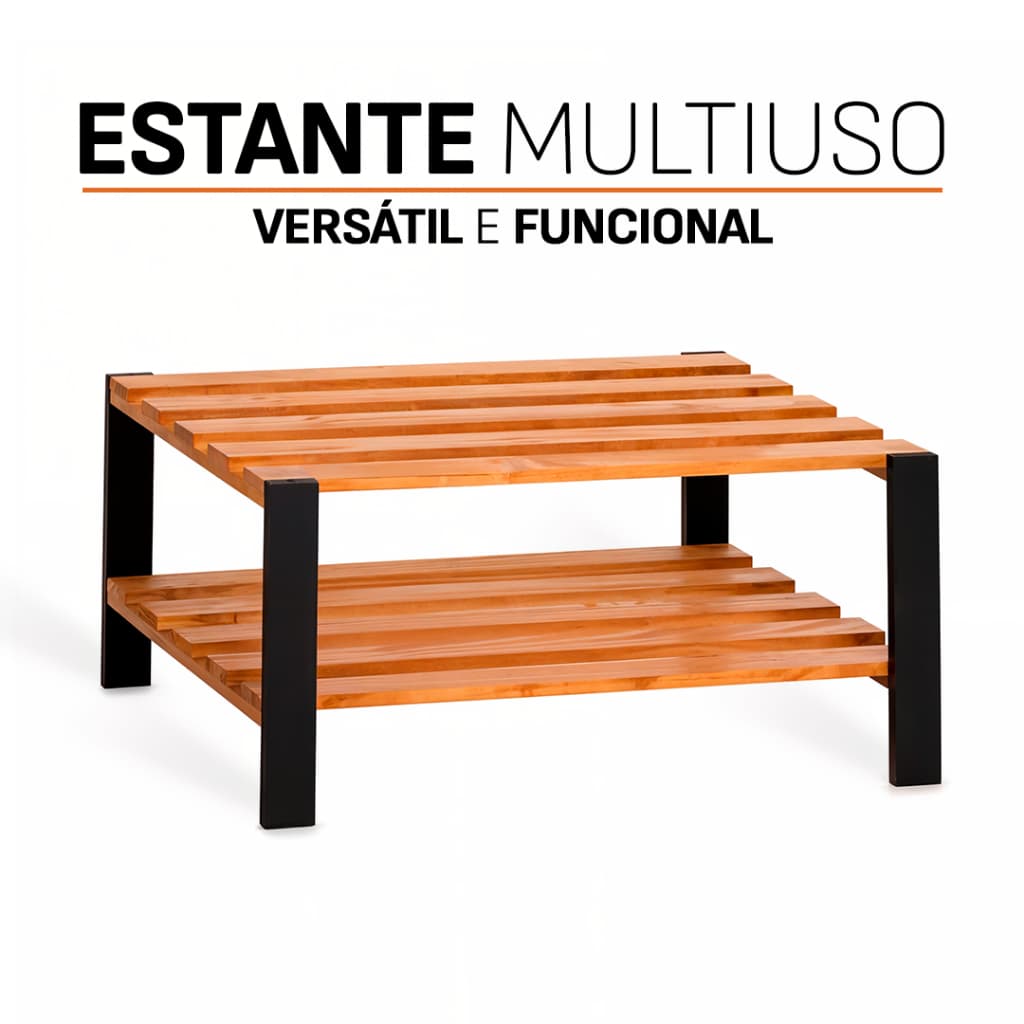 Estante Sapateira Multiuso de Madeira com 2 Prateleiras – Ideal para Organização e Decoração