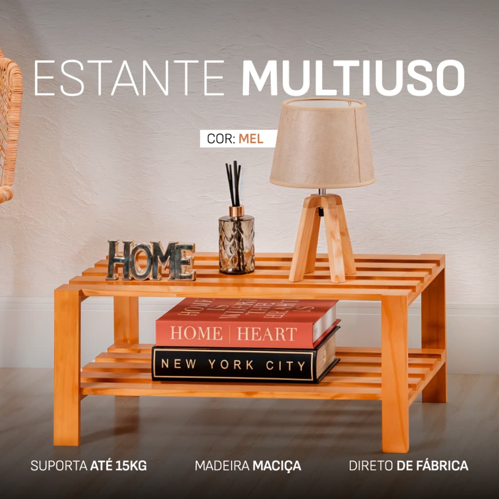 Sapateira Estante Multiuso de Madeira 2 Prateleiras – Modelo Industrial – Praticidade e Elegância