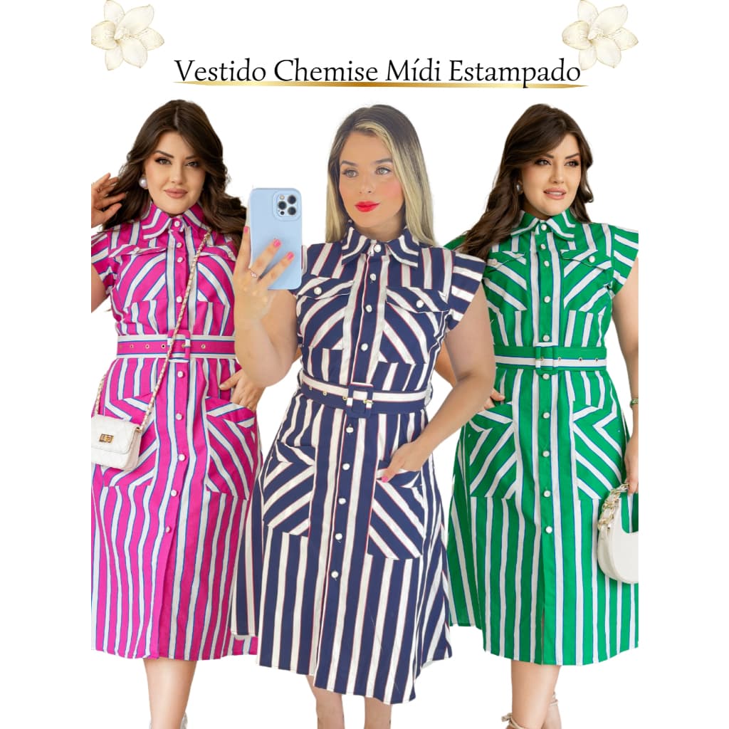 Vestido Chemise Social Mullet Botões Camisão
