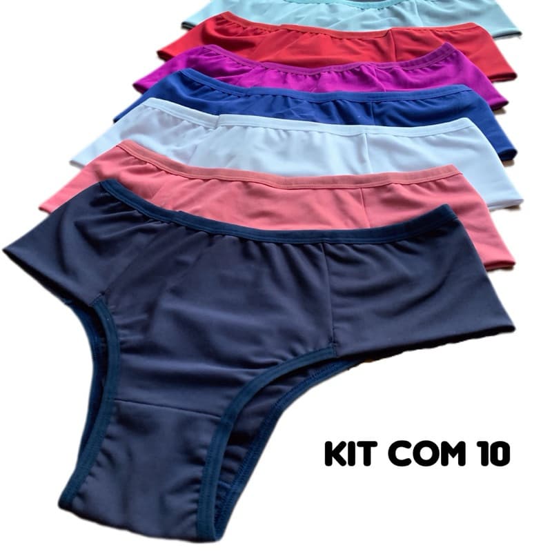 Kit Calcinhas Dia a Dia Cós Medio Segura Barriga Conforto Pós Parto Pala Dupla