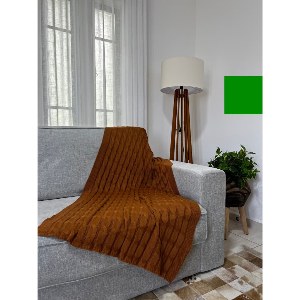 Peseira Manta Trança Tricô Decorativa Sofá Cama 150x90cm