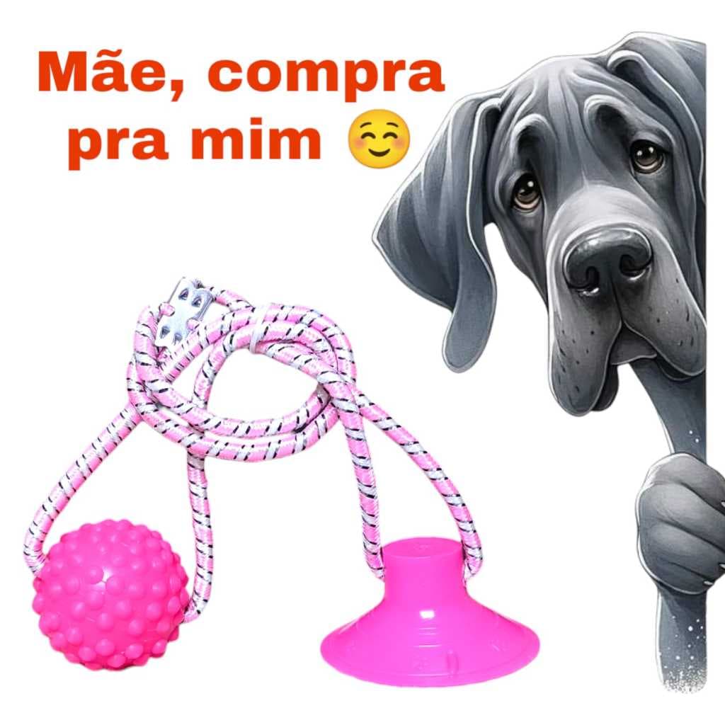 Brinquedo Puxador Mordedor Para Cães Puxe Pet Interativo C/ Ventosa Que Gruda No Chão