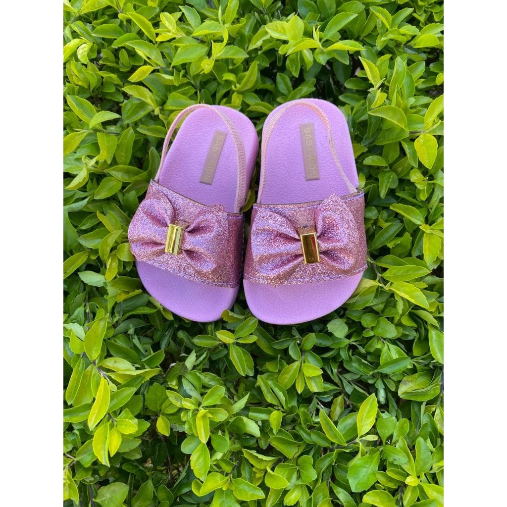 Chinelo Slide Glitter Menina Infantil Tendência Super Leve E Confortável Rosa