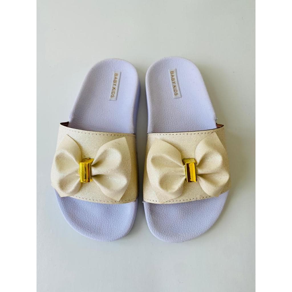 Chinelo Slide Glitter Menina Infantil Tendência Super Leve E Confortável Branco