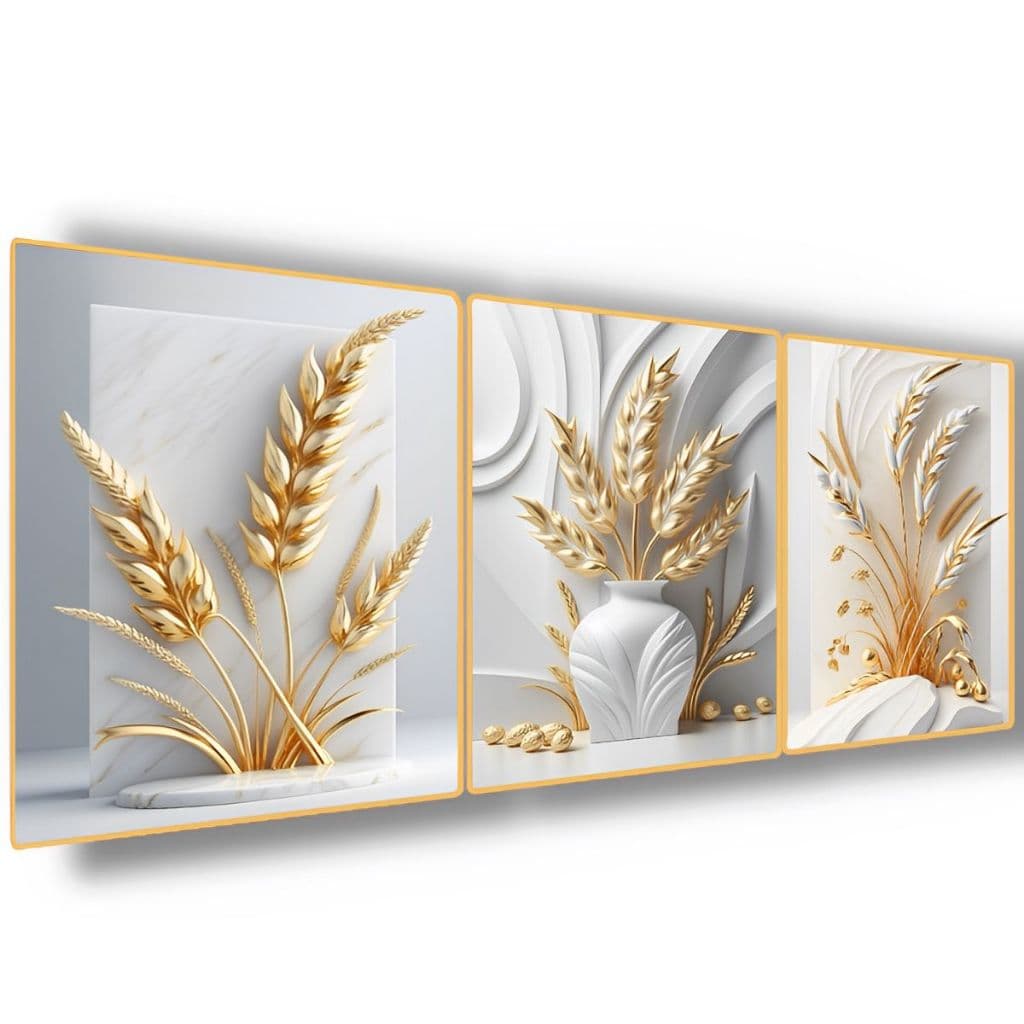 Quadro Decorativo Grande Sala Quarto Arte Moderna Trigo Dourado Prosperidade