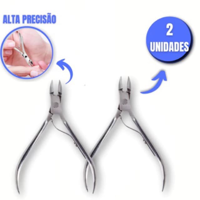 Kit 2 Alicates de Unha Cuticula de Precisão Cortador de Unha Profissional Aço Inox