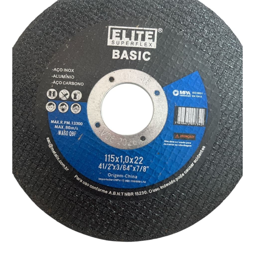 Disco De Corte Inox Elite Esmerilhadeira 115x22 10 Peças