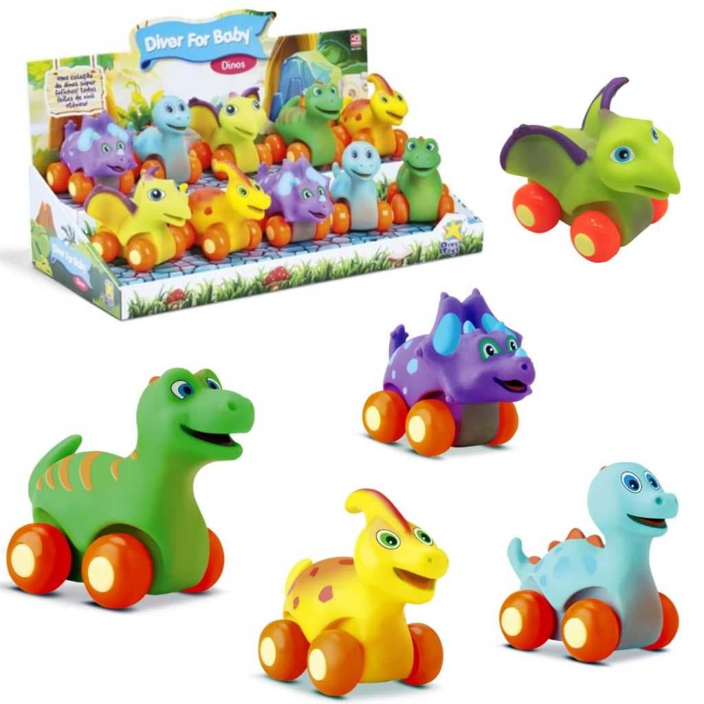 Kit 2 Dinos com Rodinhas - DiverToys