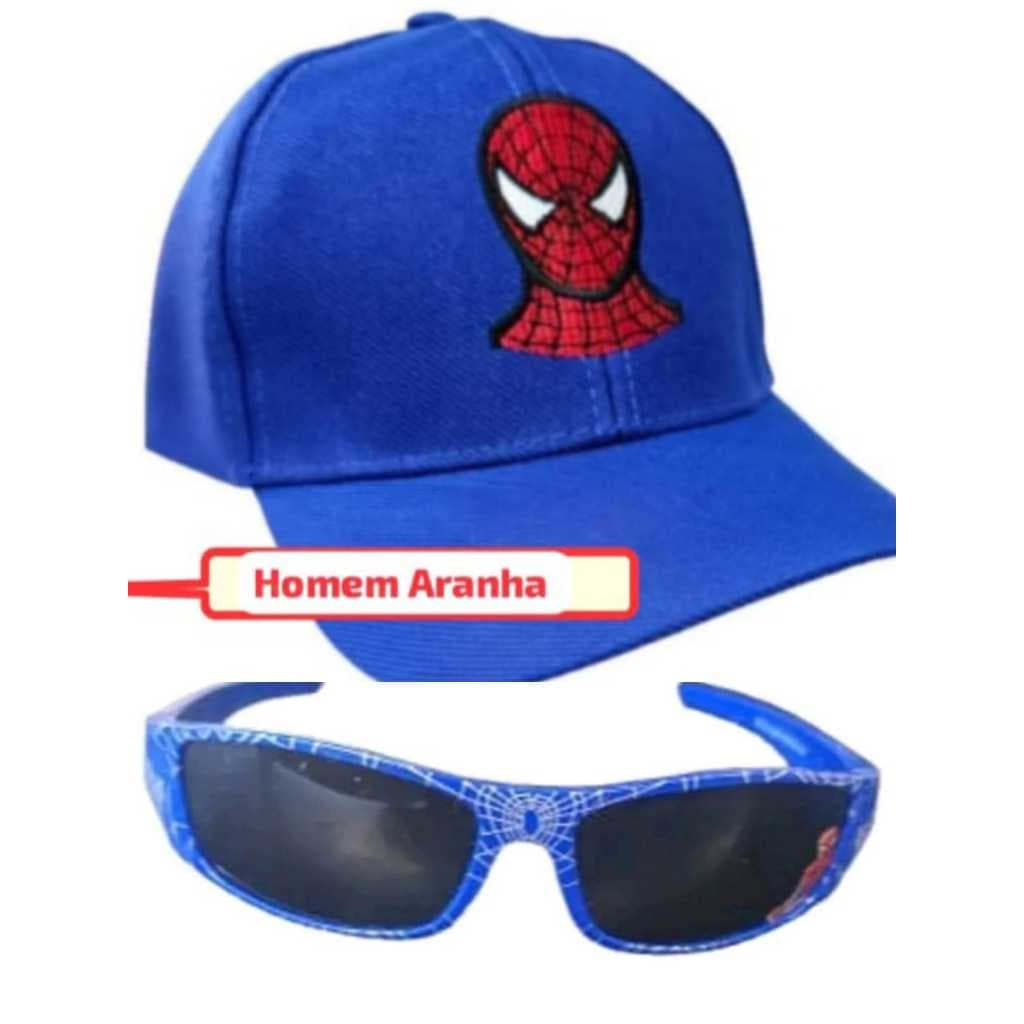 Boné bordado azul , preto , vermelho infantil , e oculos masculino do homem aranha , novidade mais perto de você