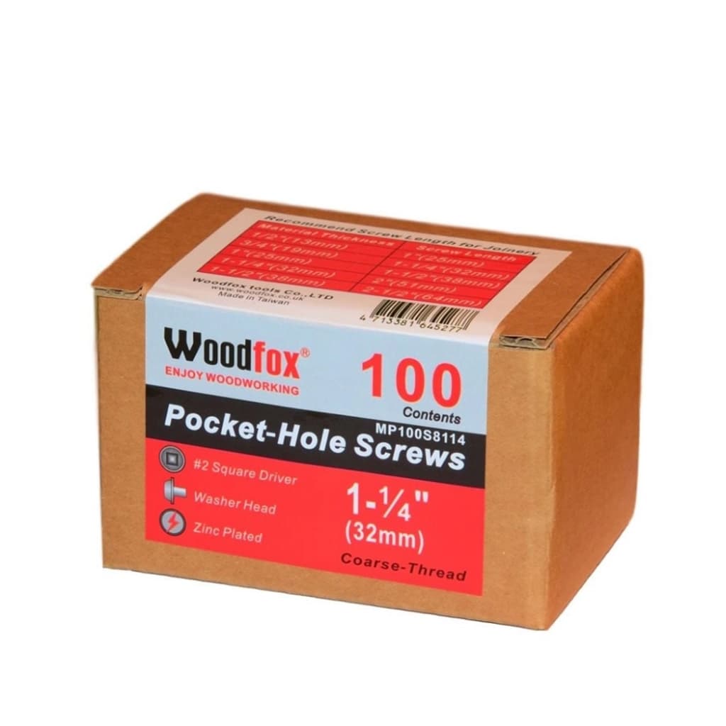 WOODFOX - PARAFUSOS PARA POCKET - 100 UNIDADES - ROSCA GROSSA - 1.25 POLEG.
