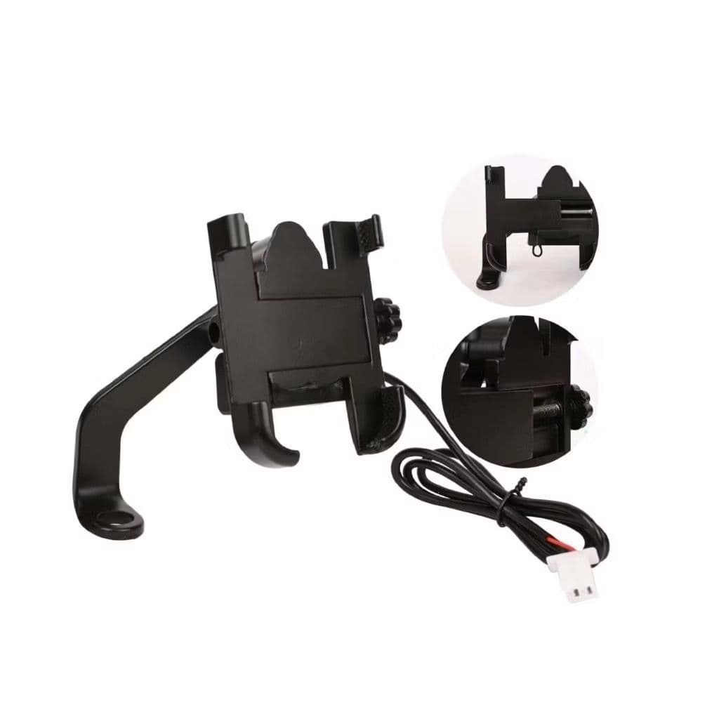 SUPORTE DE CELULAR PARA MOTO COM CARREGADOR somente para Retrovisor Moto Alumínio trava parafuso anti roubo