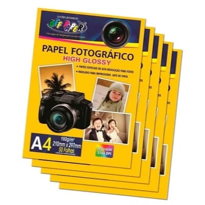 PROMOÇÃO 200 FOLHAS Papel Fotográfico 180 G A4 High Glossy 180g -PAPEL ALTO BRILHO