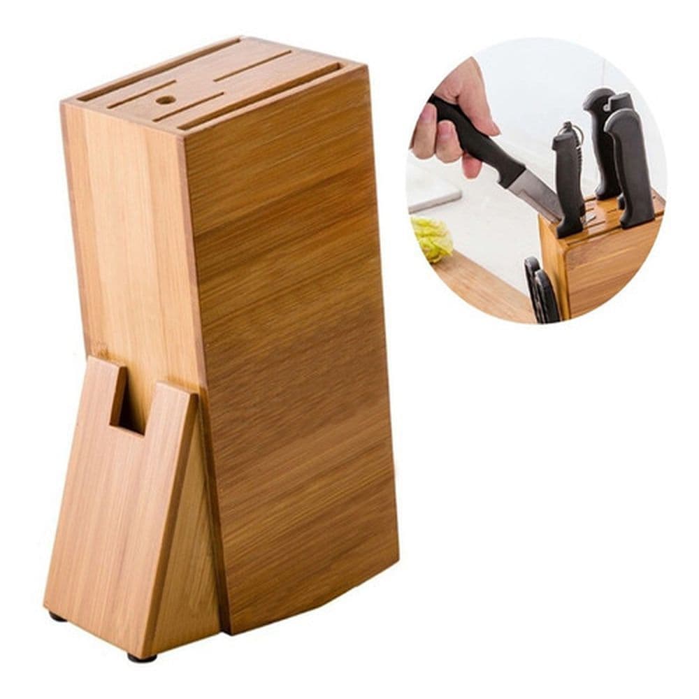 Cepo Universal Em Bambu Suporte Organizador Para Guardar Facas Tesouras
