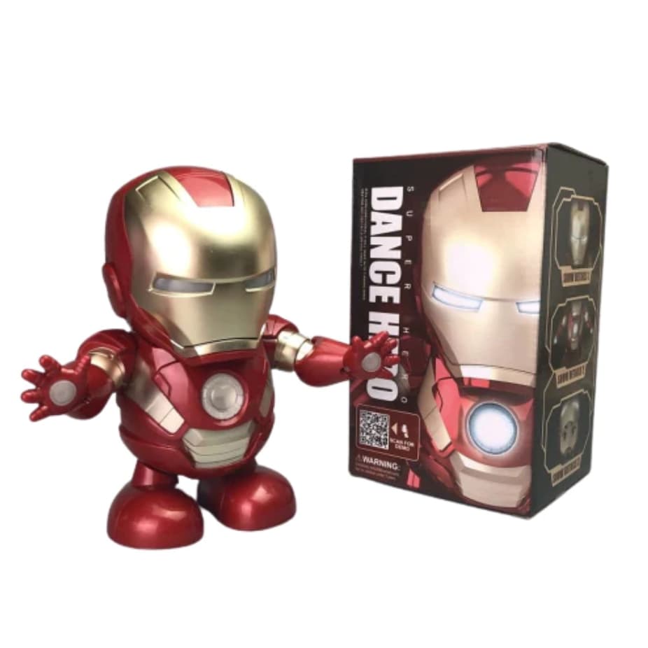 Homem de Ferro Hero Dance Movimentos Eletrônico Musical 20cm