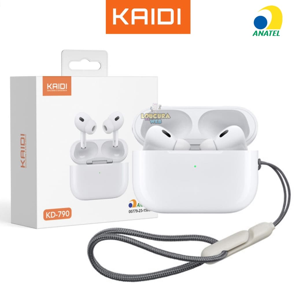 Fone de Ouvido sem fio Original Kaidi Pro 2 geração Bluetooth TWS KD-790 com cordinha 790