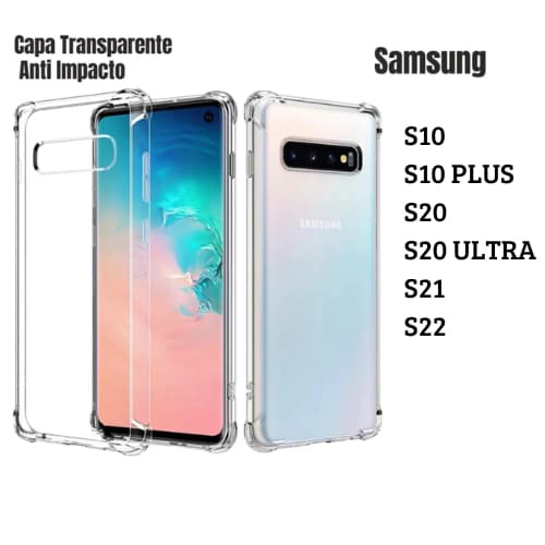 Capa transparente capinha TPU Anti Shock Impacto Samsung Galaxy S10 S10 PLUS S20 S20 ULTRA S21 S22