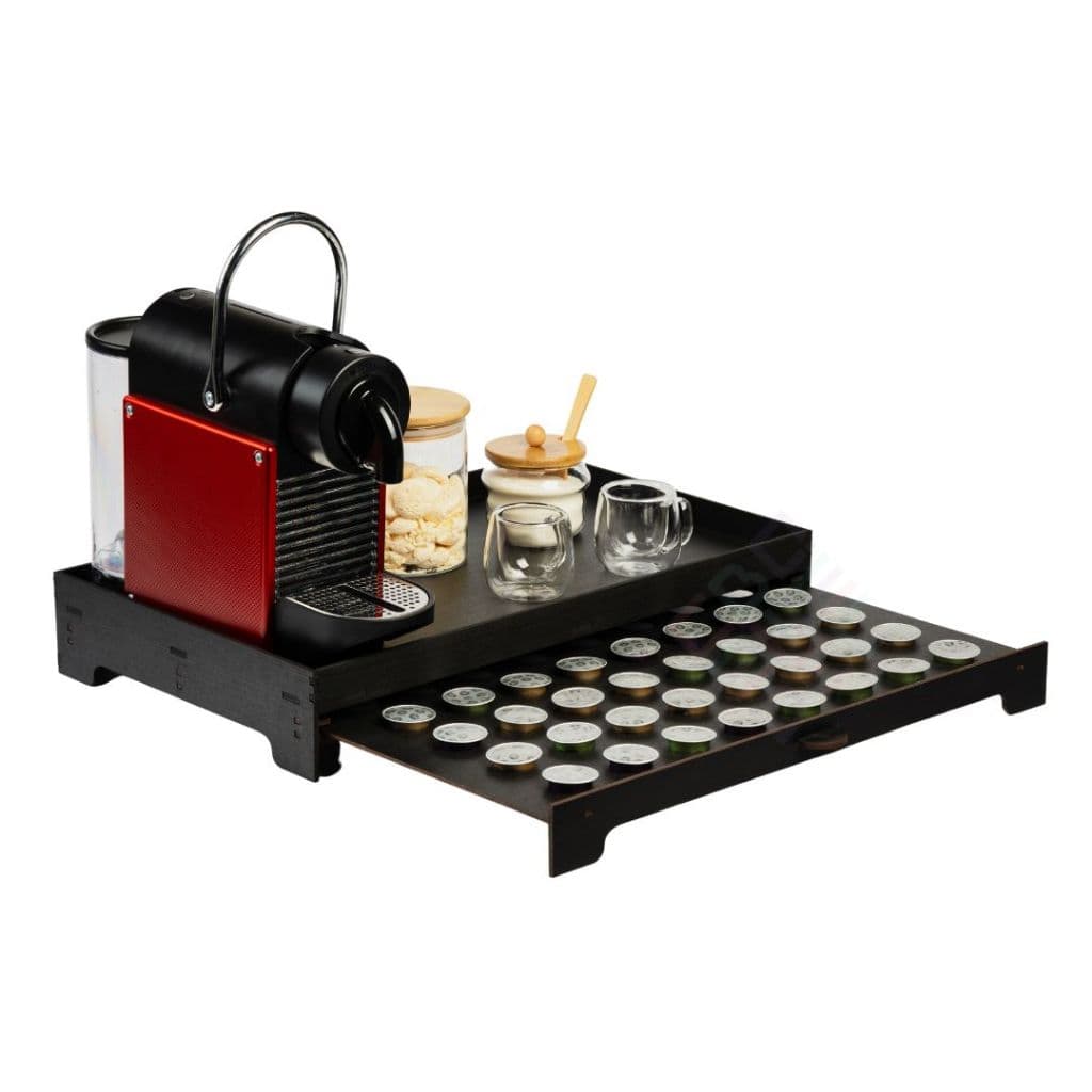 Bandeja Porta 40 Capsulas Nespresso Gaveta Embutida Cantinho do Cafe Cha Apoio para Servir Cafeteira