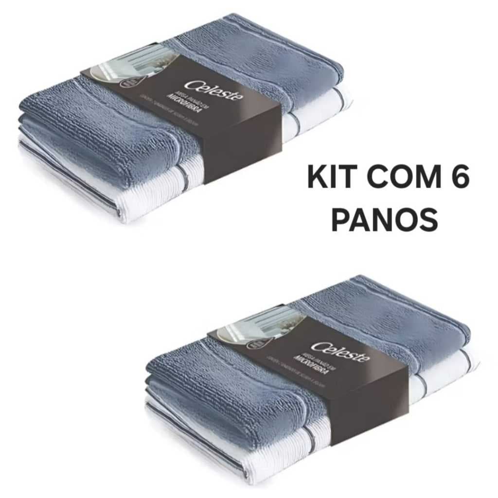 Kit com 06 Pano De Limpeza Microfibra Mega Panao Super Absorvente Seca Pano Chao