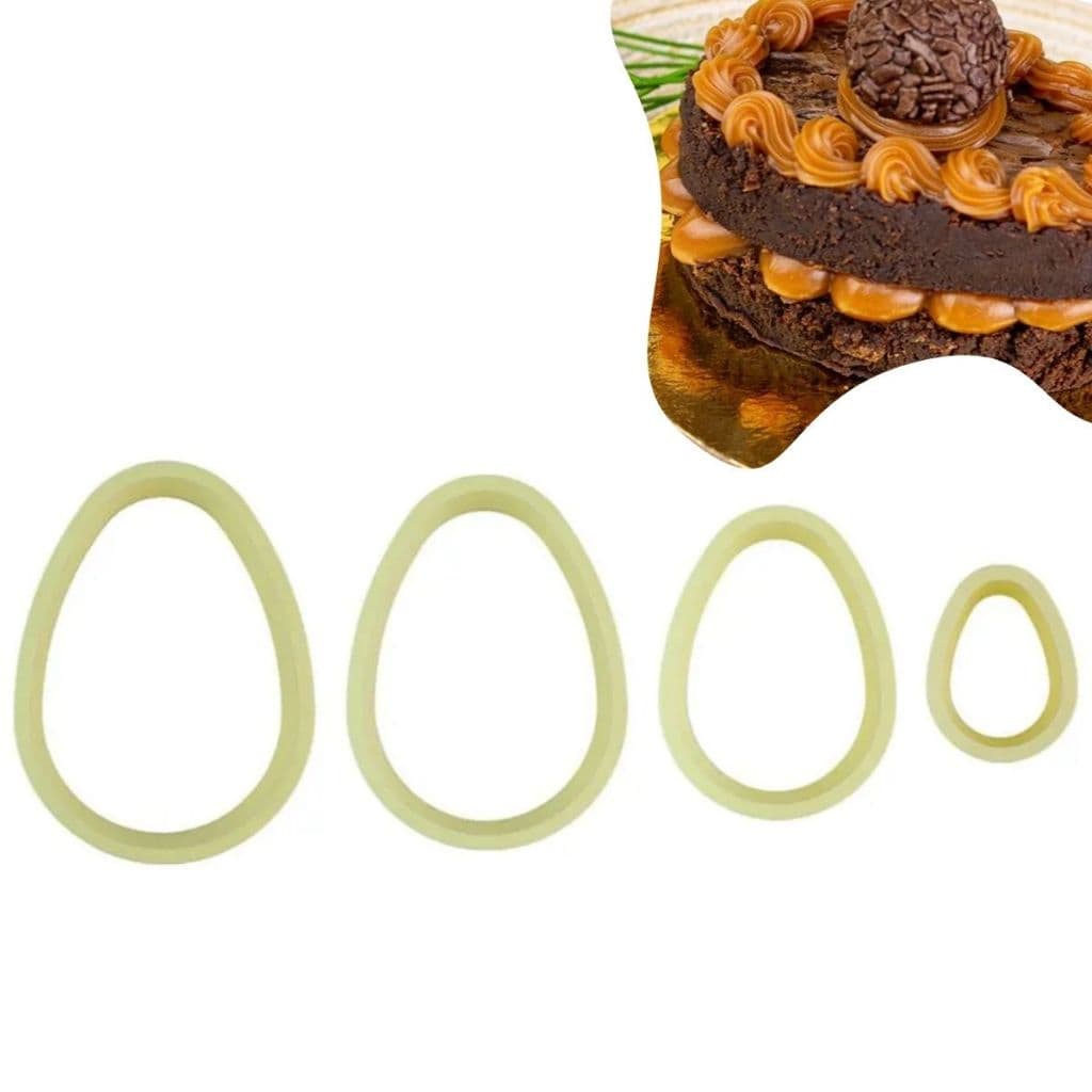Kit Cortadores De Brownie Páscoa Ovo C/ 4 Peças Blue Star Confeitaria Bolo Doces Gourmet Confeiteiro
