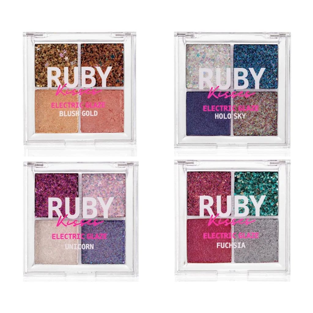 Paleta de Sombras Electric Glaze Glitter Colorida RK Ruby Kisses Cores